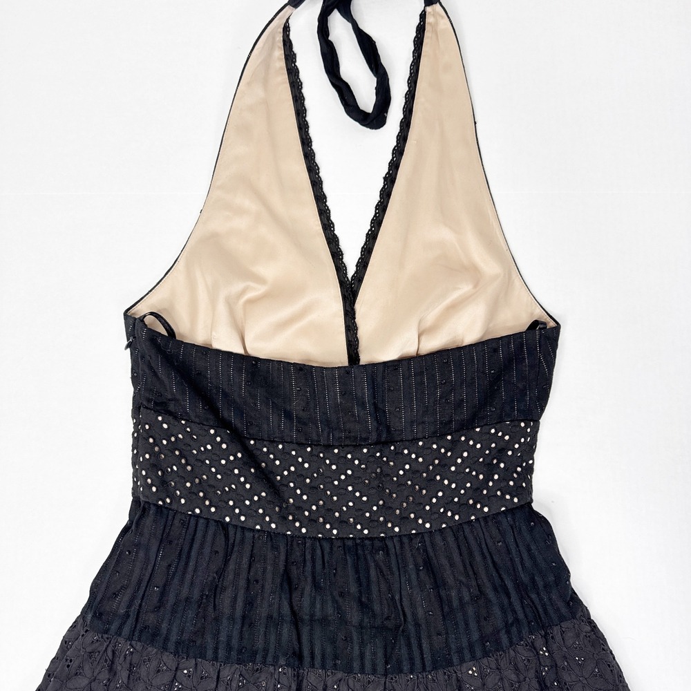 Vintage BCBGMAXAZRIA Y2K Fairy Grunge Halter Dress Size 2 Black Whimsygoth - Picture 5 of 7